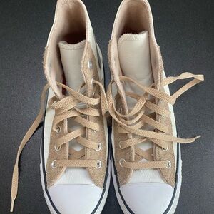 Converse Tan High-Top Sneakers Canvas Lace-Up